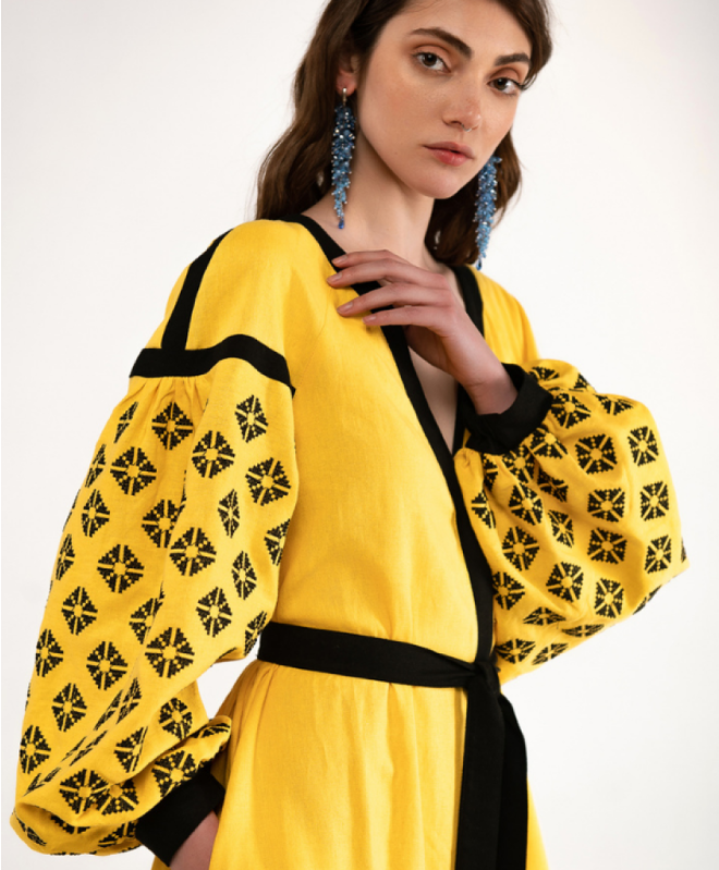 Yellow Embroidered Dress “Dolyna”